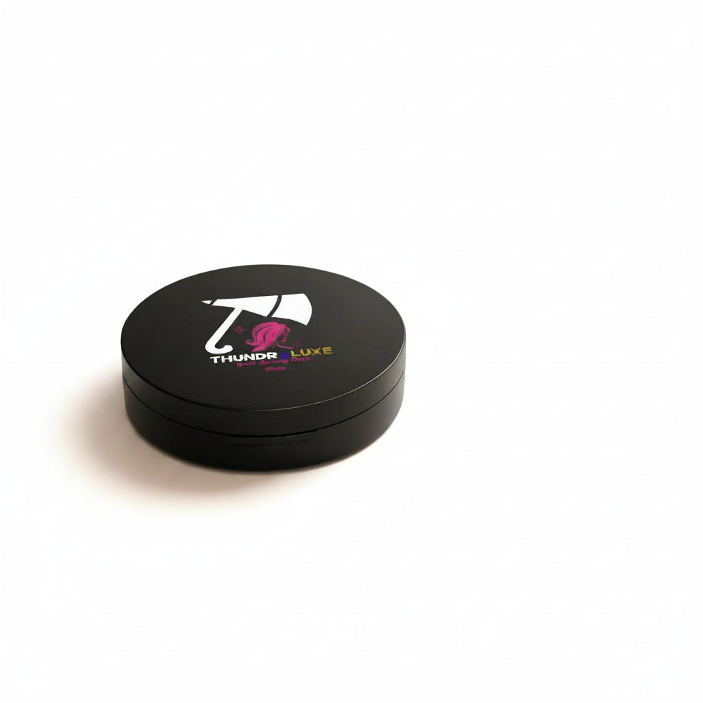 Black container with 'Thunder Luxe' logo on a gray background