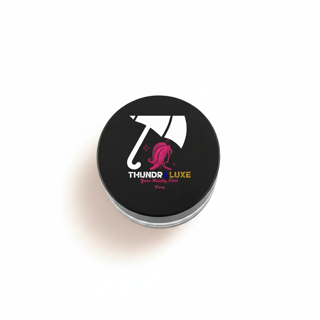 Black container with a logo on a white background
