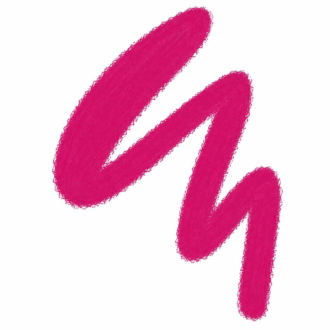 Pink brushstroke logo on a white background