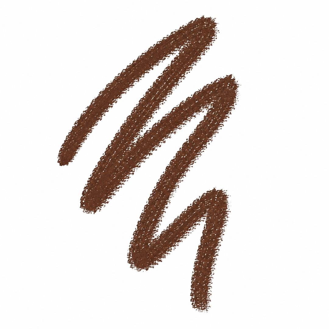 Brown makeup pencil strokes on a white background