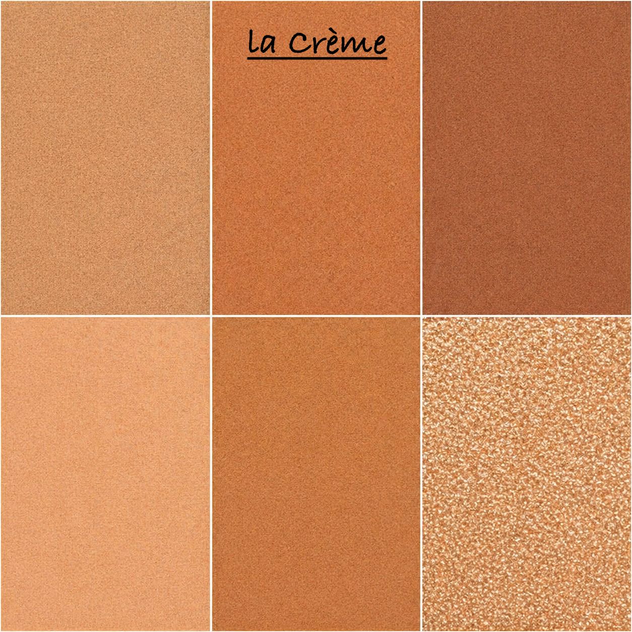 Color swatches of 'La Crème' with various brown and beige tones.